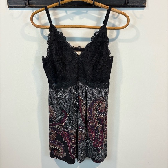 Soma Paisley Stretch Knit Lace Cami Tank Size Large - Picture 1 of 10
